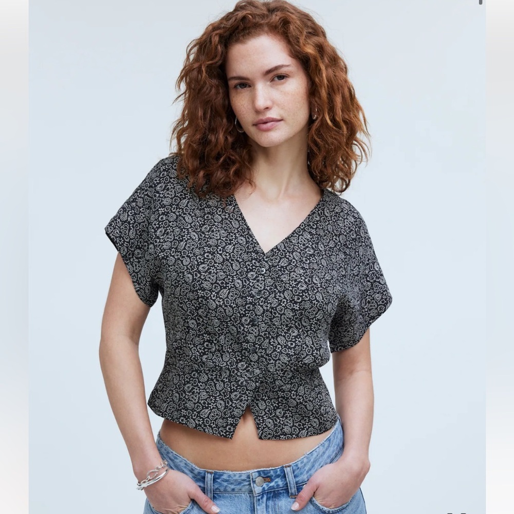 Madewell Pleated Short-Sleeve Top